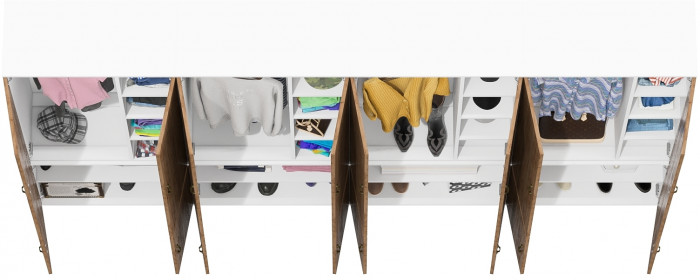 Лидер-8 Шкаф МД 20Б 4 шт., цвет белый шагрень/крафт золото, ШхГхВ 320х37,5х190 см., НЕ универсальная сборка