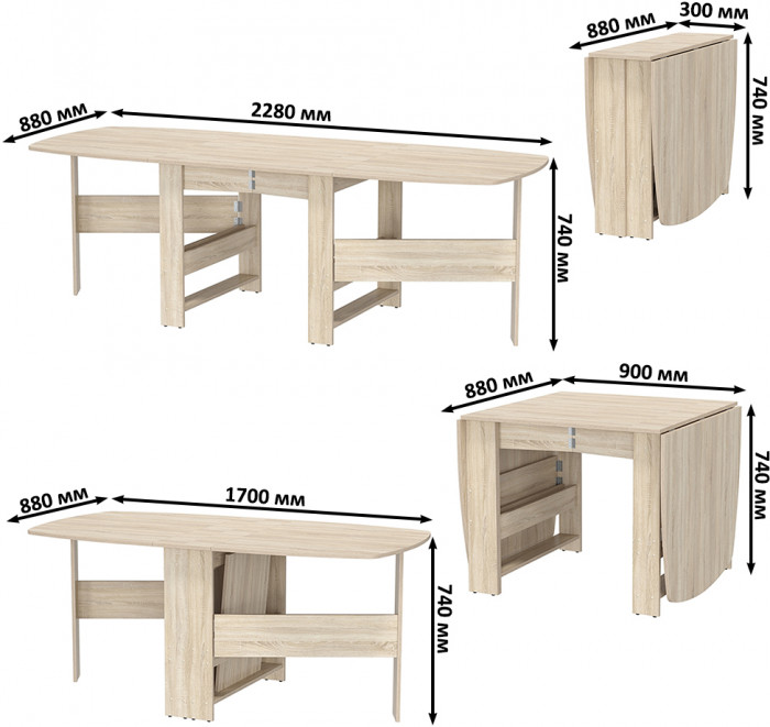Стол-книжка 1-66дубсон, дуб сонома