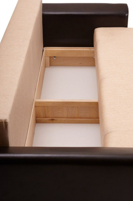 Диван-кровать Амстердам, 160х195, раскладной, еврокнижка, пружинный блок, рогожка/экокожа, бежевый