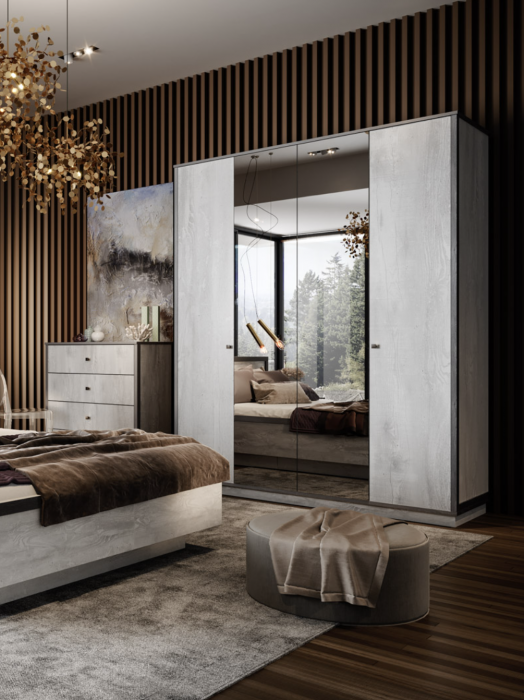 Шкаф 4-х дверный с зеркалом 