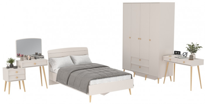 Афина Спальня 15-1200, цвет кашемир серый, сп.м. 1200х2000 мм., б/м, основание есть - фанера