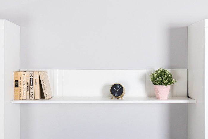 Валенсия Гостиная № 107, цвет ЛДСП белый шагрень/МДФ белый шагрень, ШхГхВ 327,3х38,4х225,2 см., ниша для ТВ 133х38х90 см., универсальная сборка