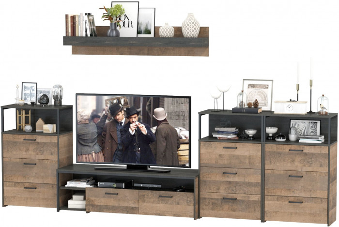 Трувор Гостиная 107, дуб гранж песочный/интра