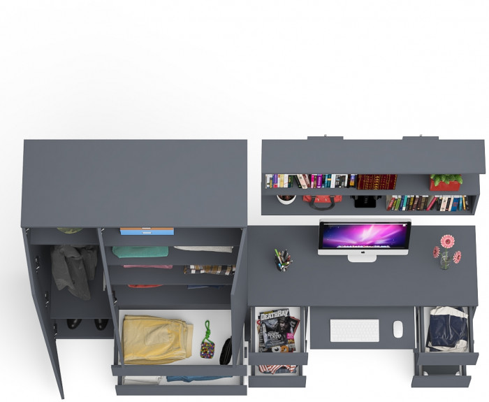 Мори компьютерный стол МС-2 + Шкаф МШ1200.1 + Полка 1200, графит