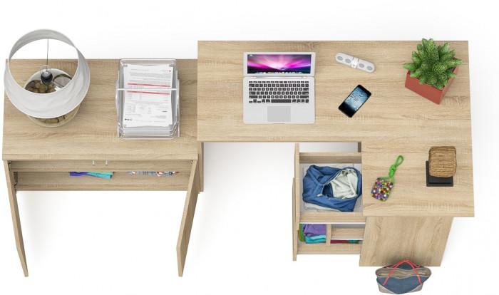 Мори Стол компьютерный МС-16 правый + Тумба МА900.1, цвет дуб сонома, ШхГхВ 214,8х84,9х76,6 см., выдвижные ящики справа, НЕ универсальная сборка