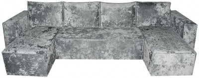 Диван-кровать Лофт Люкс Плюш П-образный с 2 отоманками, еврокнижка, 145х270, серый