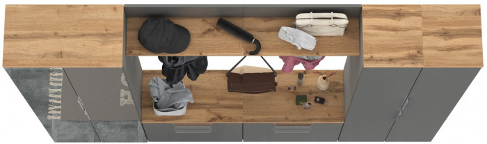 Октава Прихожая 37, серый графит/дуб крафт золотой/фасады МДФ серый графит