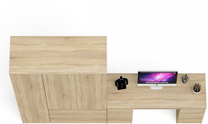 Мори Стол компьютерный МС-2 + Шкаф МШ1200.1, цвет дуб сонома, ШхГхВ 255,8х50,4х209,6 см., универсальная сборка