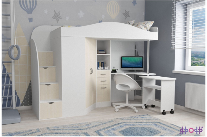 Кровать-чердак Юниор 4 (Венге/Лайм)