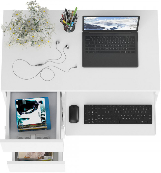 Мори Стол компьютерный МС-6 левый, цвет белый, ШхГхВ 90х50х76,6 см., выдвижные ящики слева, НЕ универсальная сборка