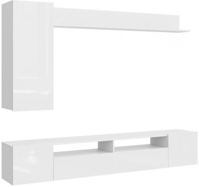 Стенка ТВ Соло-16 МДФ белый глянец (Белый / Белый глянец)