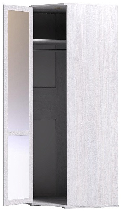 Шкаф угловой с зеркалом Sherlock 10, ясень светлый