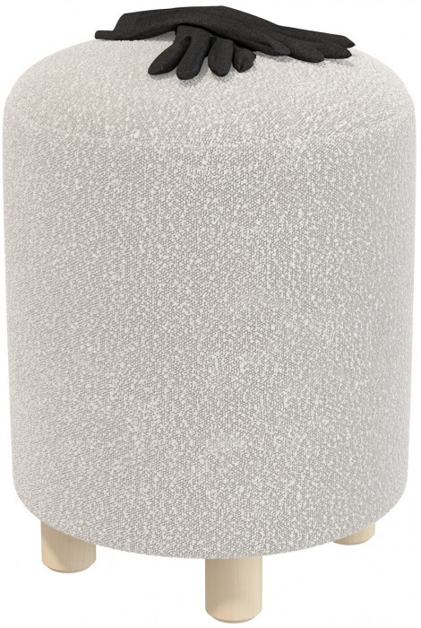 Банкетка 6-5137ТКШсв.серый Марта, цвет ткань светло-серая, ШхГхВ 36х36х46 см.(круглая банкетка на трёх ножках)