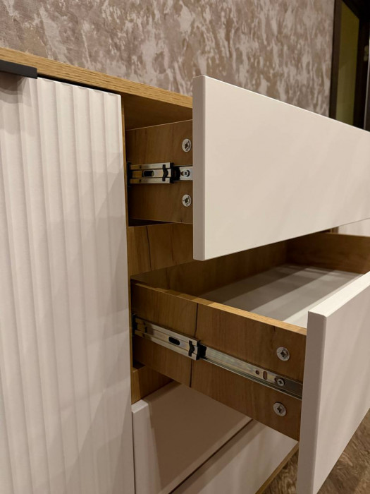 Марвэл Комод 2 двери 4 ящика (1600), Дуб крафт/Браш вайт