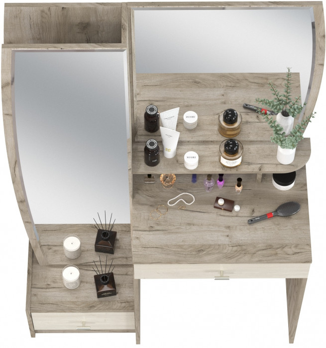 Трюмо 4-25102дкс/скан.д.б. Сицилия, цвет дуб крафт серый/скандинавское дерево белое, ШхГхВ 100,2х43,2х164,5 см., НЕ универсальная сборка