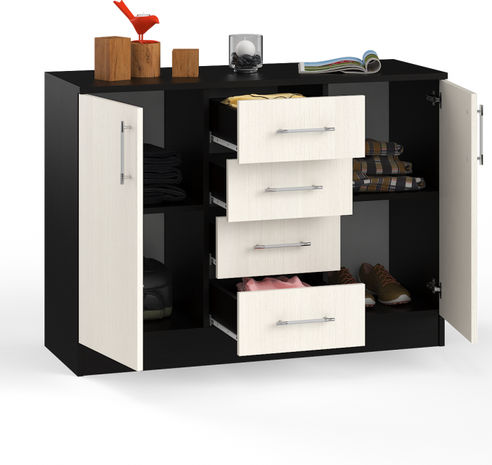 Комод СВК № 2, цвет венге/дуб лоредо, ШхГхВ 120х44х87 см. (Комод Стандарт № 2)