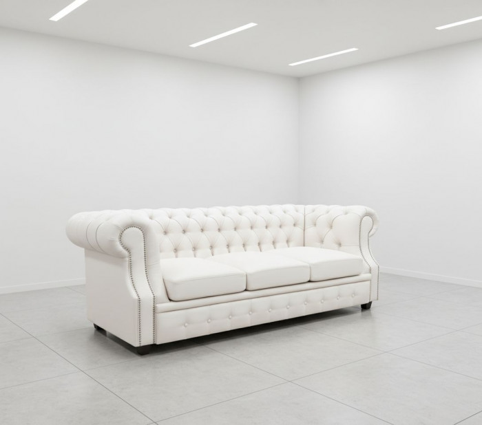 Диван офисный Честер ЛОФТ 3-х местный, экокожа белый