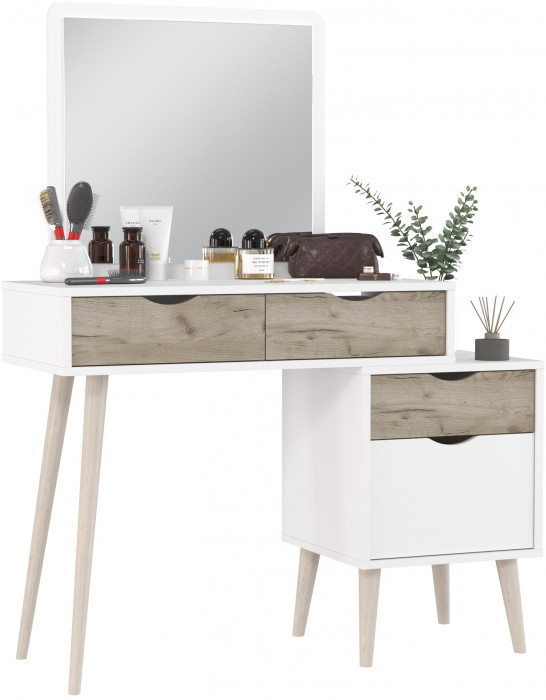 Трюмо 4-25910бел/дкс, цвет белый/дуб крафт серый, ШхГхВ 100х41,6х130 см., НЕ универсальная сборка