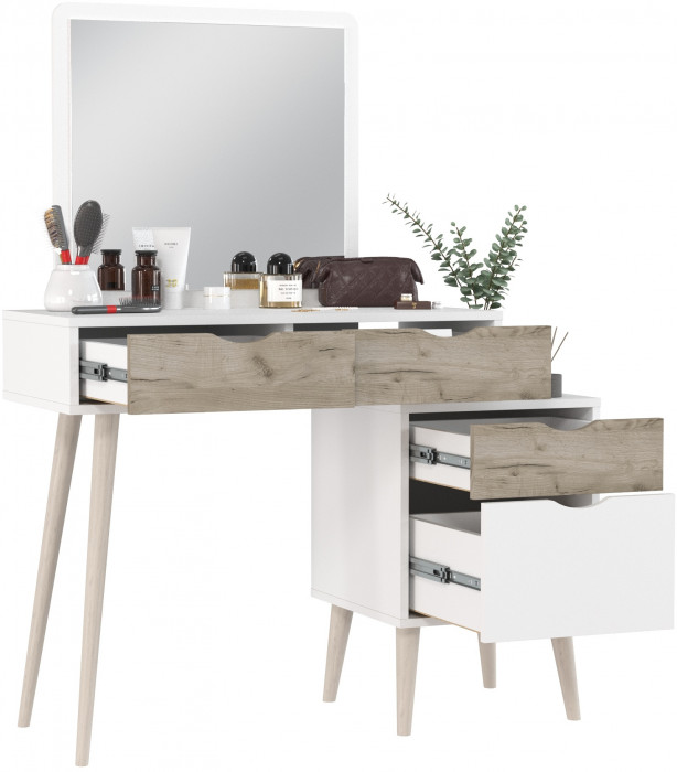 Трюмо 4-25910бел/дкс, цвет белый/дуб крафт серый, ШхГхВ 100х41,6х130 см., НЕ универсальная сборка