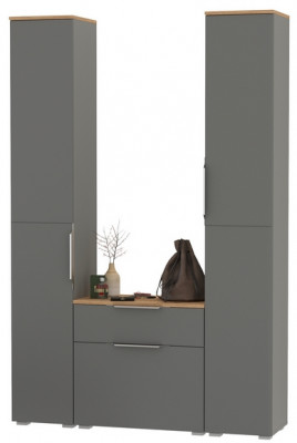 Октава Прихожая 17, цвет серый графит/дуб крафт золотой/фасады МДФ серый графит, ШхГхВ 129,3х35,4х197,6 см., универсальная сборка
