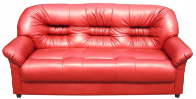 Диван кожаный красный, прямой 3-х местный, для дома, офиса, гостиной, кабинета Карелия