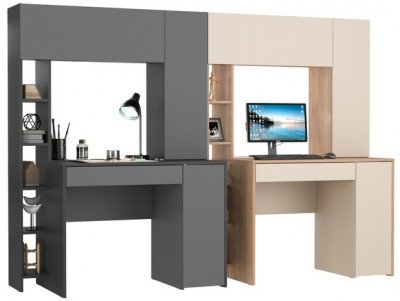 Два стола компьютерных Комфорт 12.71, антрацит/тёмно-серый/гикори рокфорд натуральный/сатин