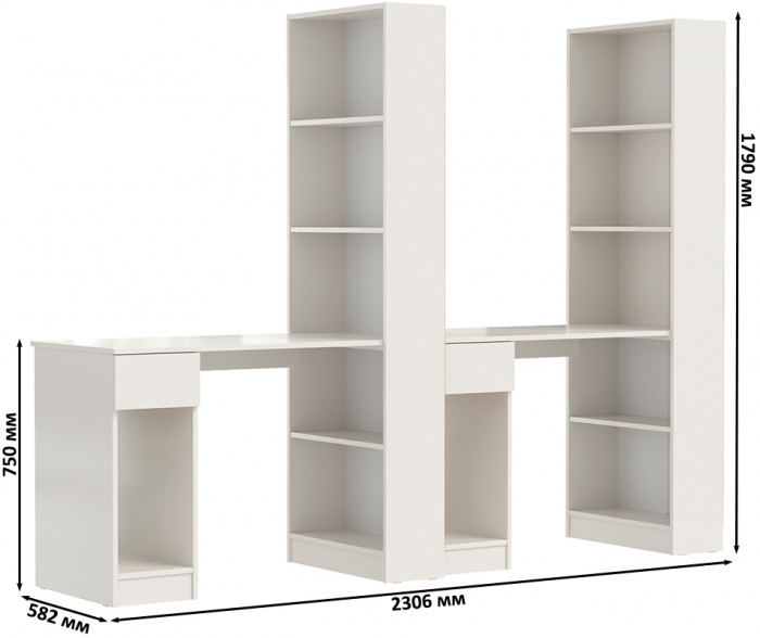 Лайт Шкаф комбинированный 10.01 + 10.01, белый гладкий