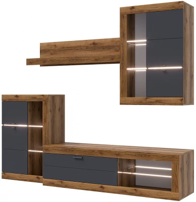 Прага Модульная Гостиная, вариант №1, Дуб Делано/Графит