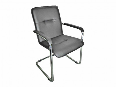 Кресло Леда хром/ к/з серый