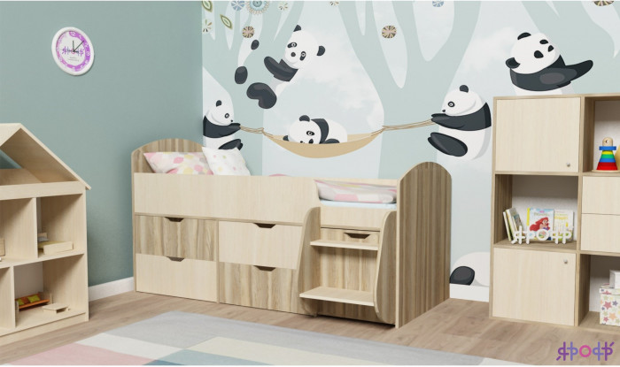 Кровать-чердак Малыш 7 (Винтерберг/Белое дерево)