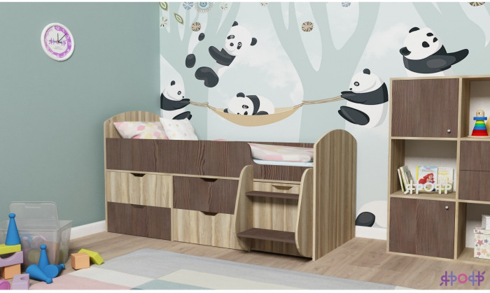 Кровать-чердак Малыш 7 (Винтерберг/Белое дерево)