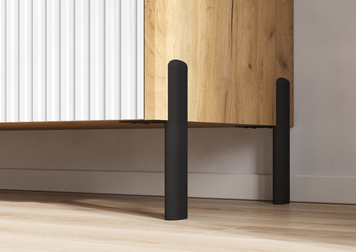 Оливия Комод дуб крафт/браш вайт (металл)