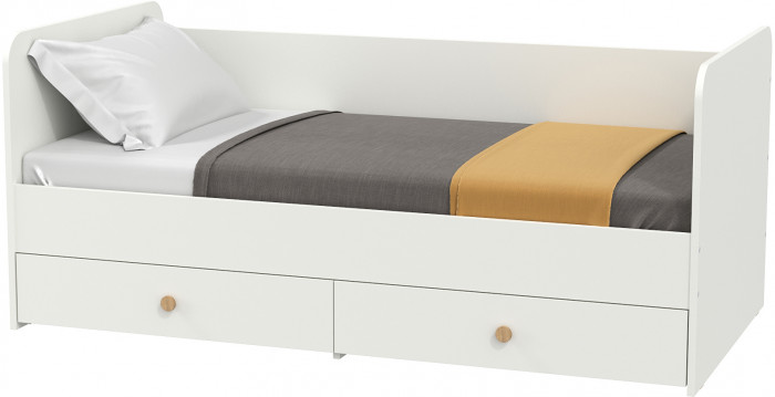 Джастин 11.55 Кровать, цвет белый шагрень, ШхГхВ 163,8х84х70,6 см., сп. м. 800х1600 мм., б/м, осн. есть, макс. нагрузка 80 кг., два выдвижных ящика