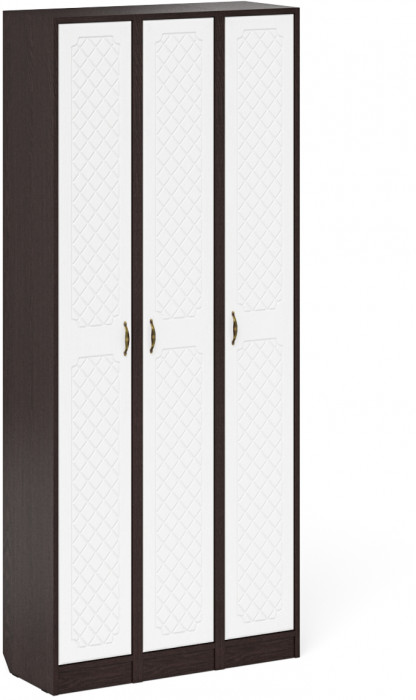 Прихожая П-6 Пенал 3 штуки, цвет венге/фасады МДФ белое дерево фрезеровка ромб, ШхГхВ 90х35х210 см., универсальная сборка