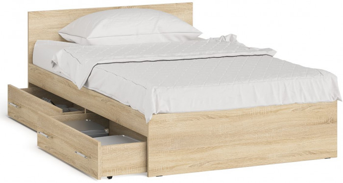 Мори Кровать с ящиками 1200, дуб сонома