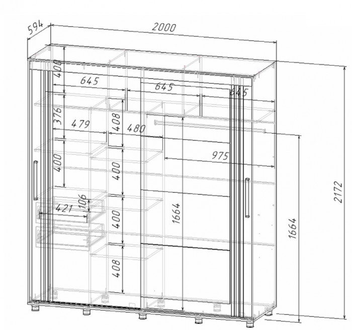 Форест Шкаф-купе 2000, крафт белый