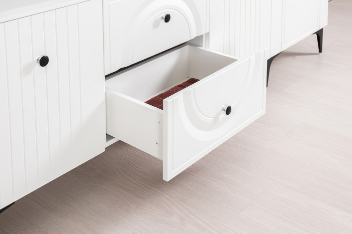 Валенсия Гостиная № 081, ЛДСП белый шагрень/МДФ белый шагрень