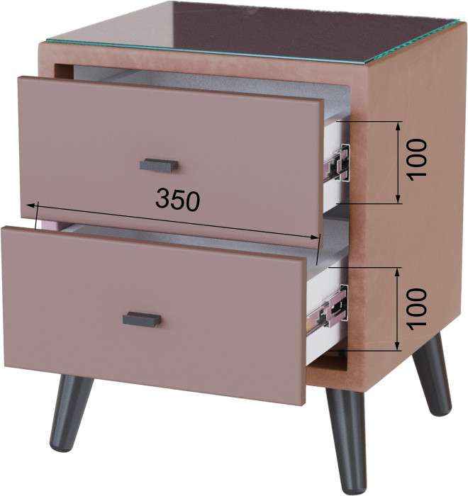 Тумба прикроватная интерьерная Ланс пыльная роза/мдф пудра