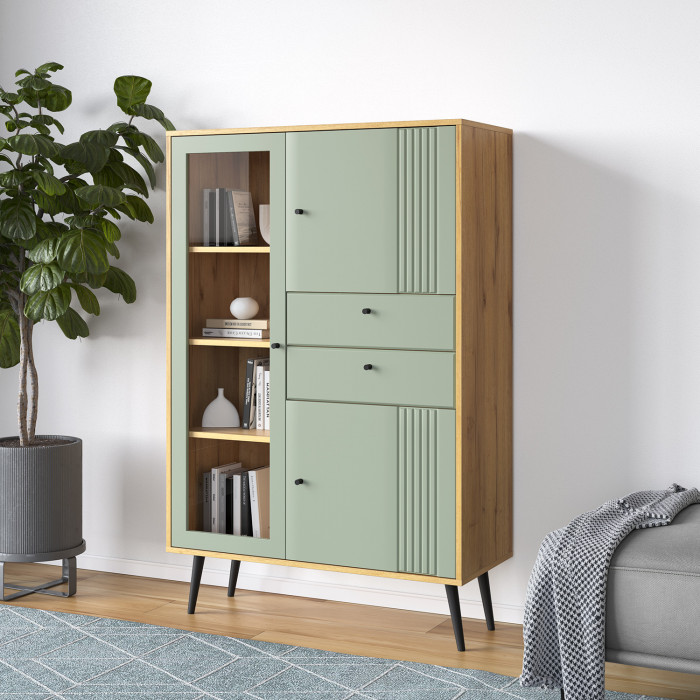 Шкаф низкий (1 стеклодверь) Вега Саксония