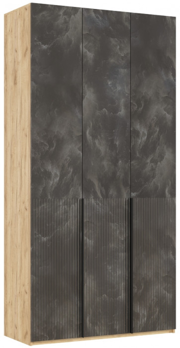 Марвэл Шкаф 3-х створчатый 1200, с доп.ящиками, Дуб крафт/Мальта грей