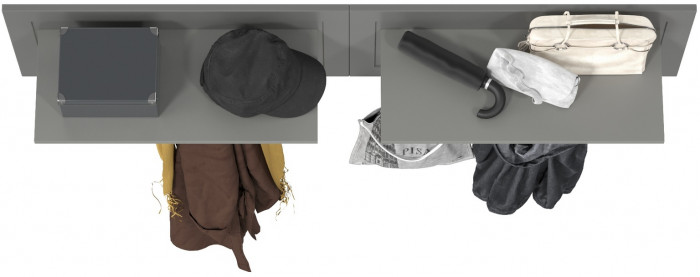 Остин 15.12 Вешалка + 15.12 Вешалка, цвет серый графит, ШхГхВ 159,4х29,6х39,7 см.