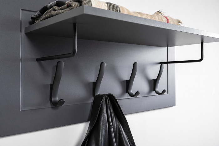 Остин 15.12 Вешалка + 15.12 Вешалка, цвет серый графит, ШхГхВ 159,4х29,6х39,7 см.