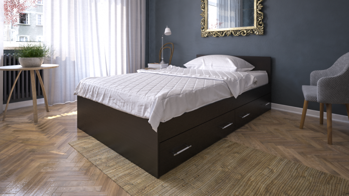 Стандарт Кровать с ящиками 1200, венге