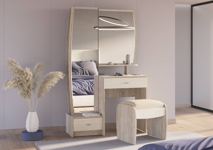 Трюмо 4-25102дкс/скан.д.б. Сицилия, дуб крафт серый/скандинавское дерево белое