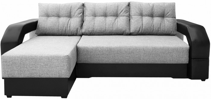 Угловой диван-еврокнижка Манчестер 160х200, с подсветкой, велюр/экокожа бежевая/коричневая