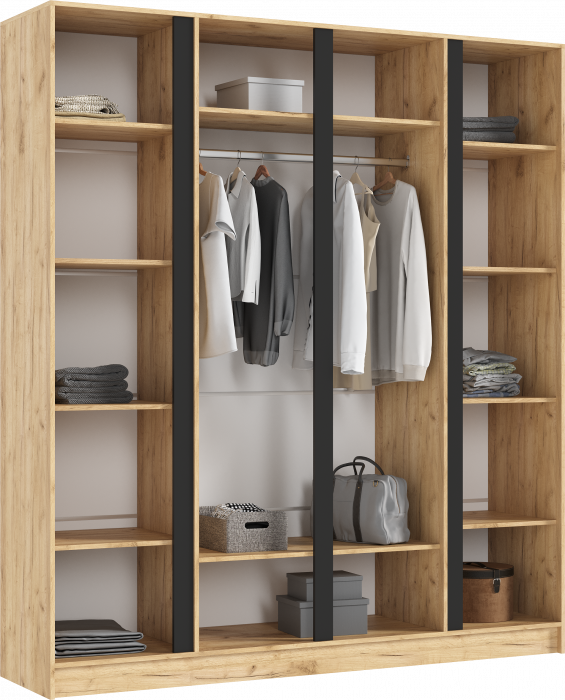 Келвин Шкаф 4-х створчатый 2000, Белый Глянец, Дуб Крафт