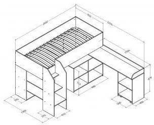Детская кровать-чердак Теремок-2, Венге