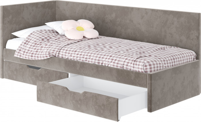 Кровать односпальная "Лео" КР-49 Белый/Муссон/ЛДСП настил