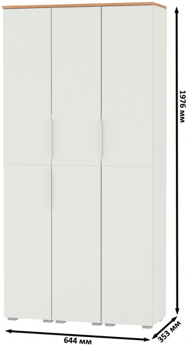 Октава 13.228 Шкаф-пенал + 13.228 Пенал + 13.228, цвет белый шагрень/дуб крафт золотой/фасады МДФ белый шагрень, ШхГхВ 96,6х35,3х197,6 см., ун. сб.