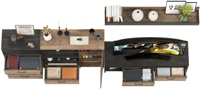 Трувор Гостиная 012, цвет дуб гранж песочный/интра, ШхГхВ 324,8х45,4х195 см., универсальная сборка